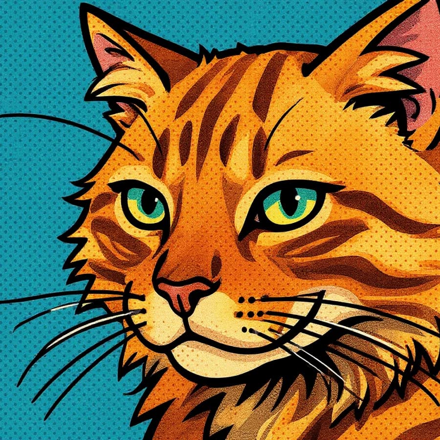 Actual Pop Art PetIntoArt portrait of the same Maine Coon